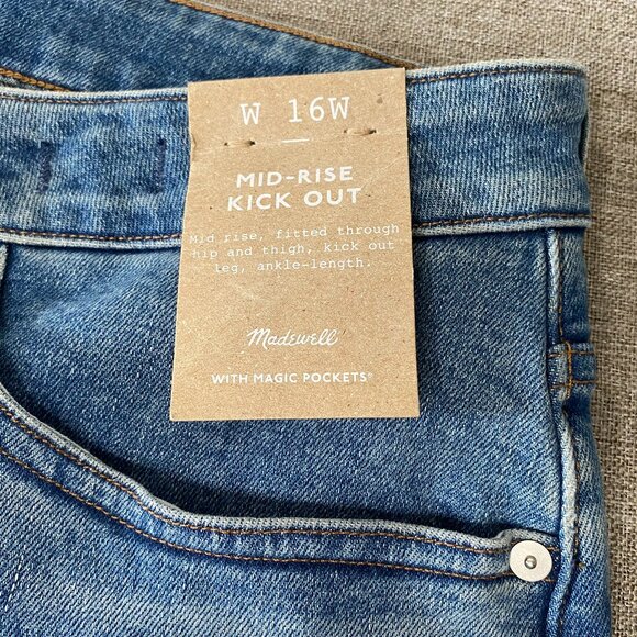 Madewell Kick Out Denim Jeans Women's 16W Mid Rise Blue Casual NWT - Picture 5 of 13